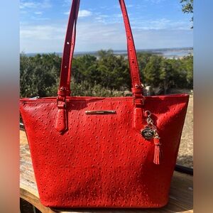 NWT Brahmin FLAME ALLOVER OSTRICH Medium Asher Melbourne Tote
